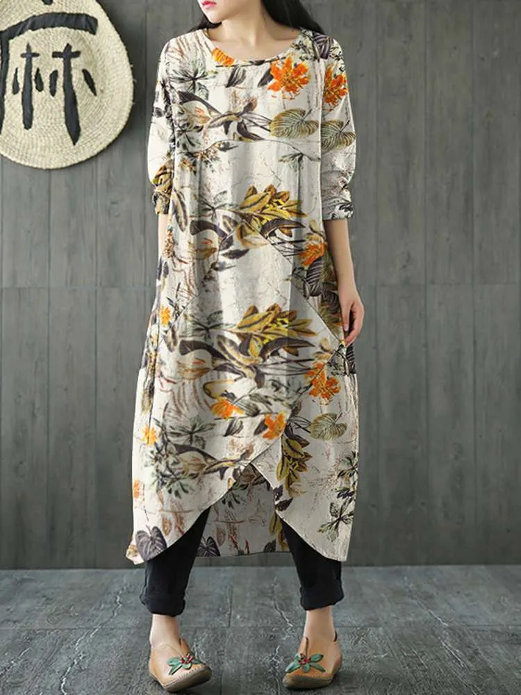 Anouk | Robe midi irrégulière à manches longues