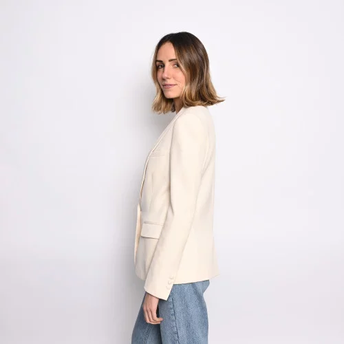 Blazer Balmain Laine Boutons Blanc Cassé T38