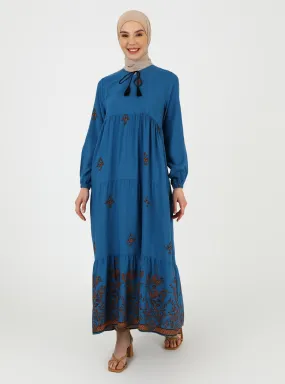 Blue - Multi - Modest Dress