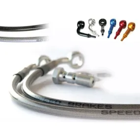Durite de frein avant d'aviation SPEEDBRAKES inox/raccord or Suzuki GSX-R 1000