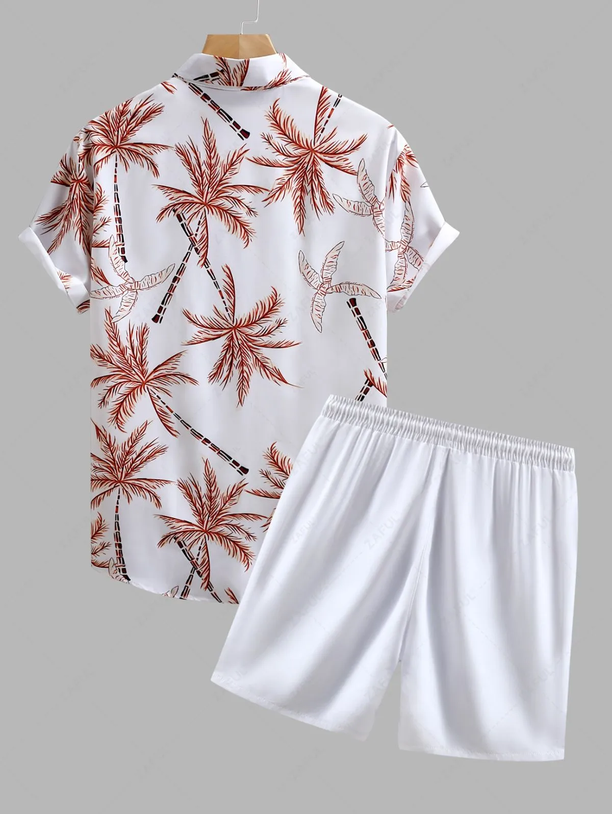 Ensemble De Chemise Décontractée Cocotier Imprimé à Manches Courtes à Cordon Et De Short - Multi-a Xxl