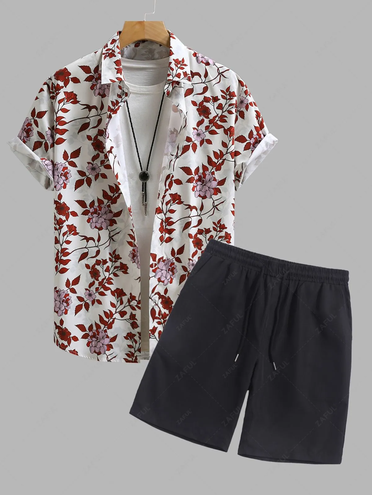 Ensemble De Chemise Décontractée Fleurie Imprimée à Manches Courtes Et De Short - Multi-a Xxl