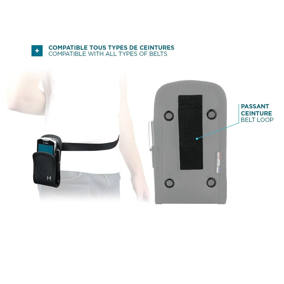 Holster basique pour terminal de saisie & smartphone - Ceinture - Système d'accès facile - Taille S