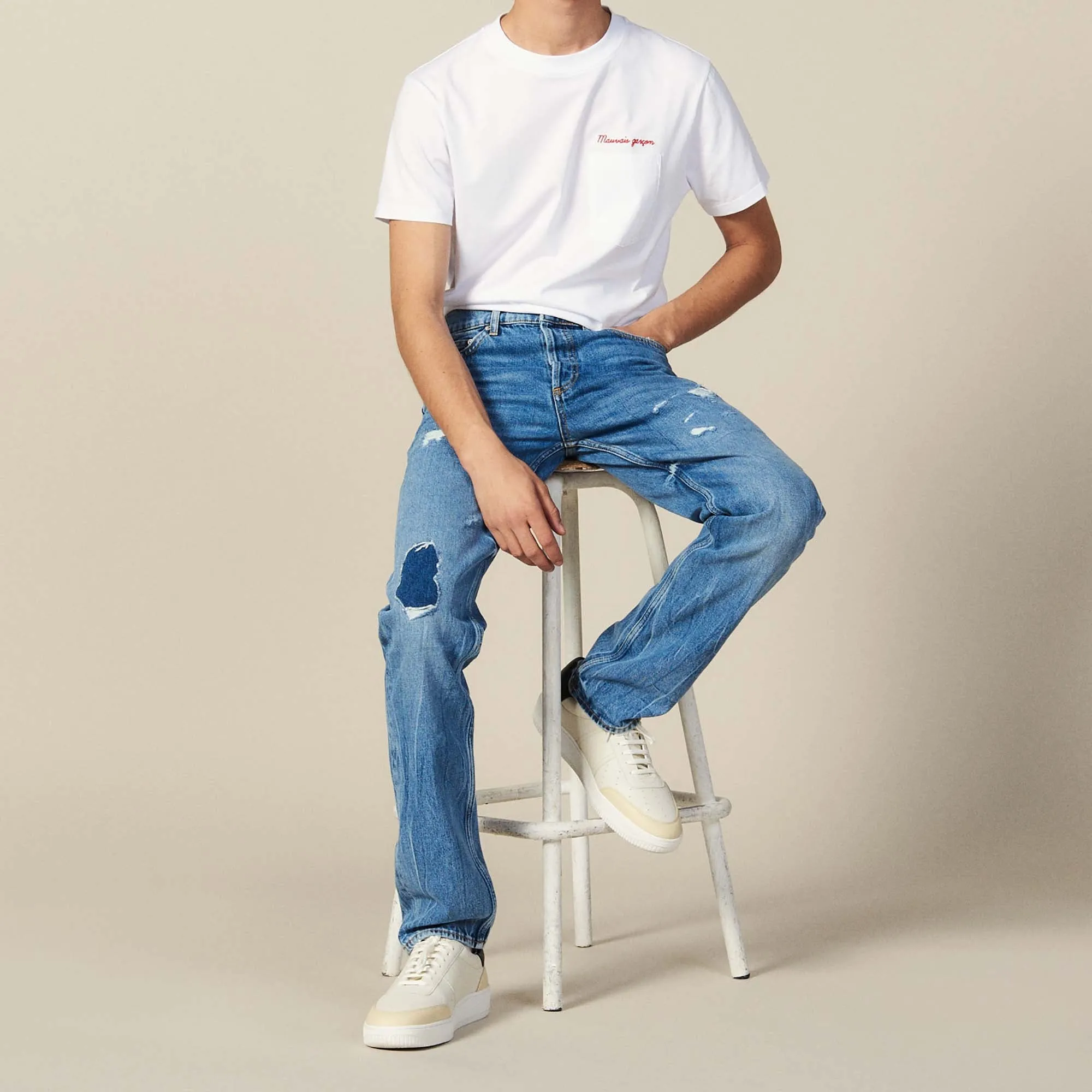 Jean slim destroy en coton
