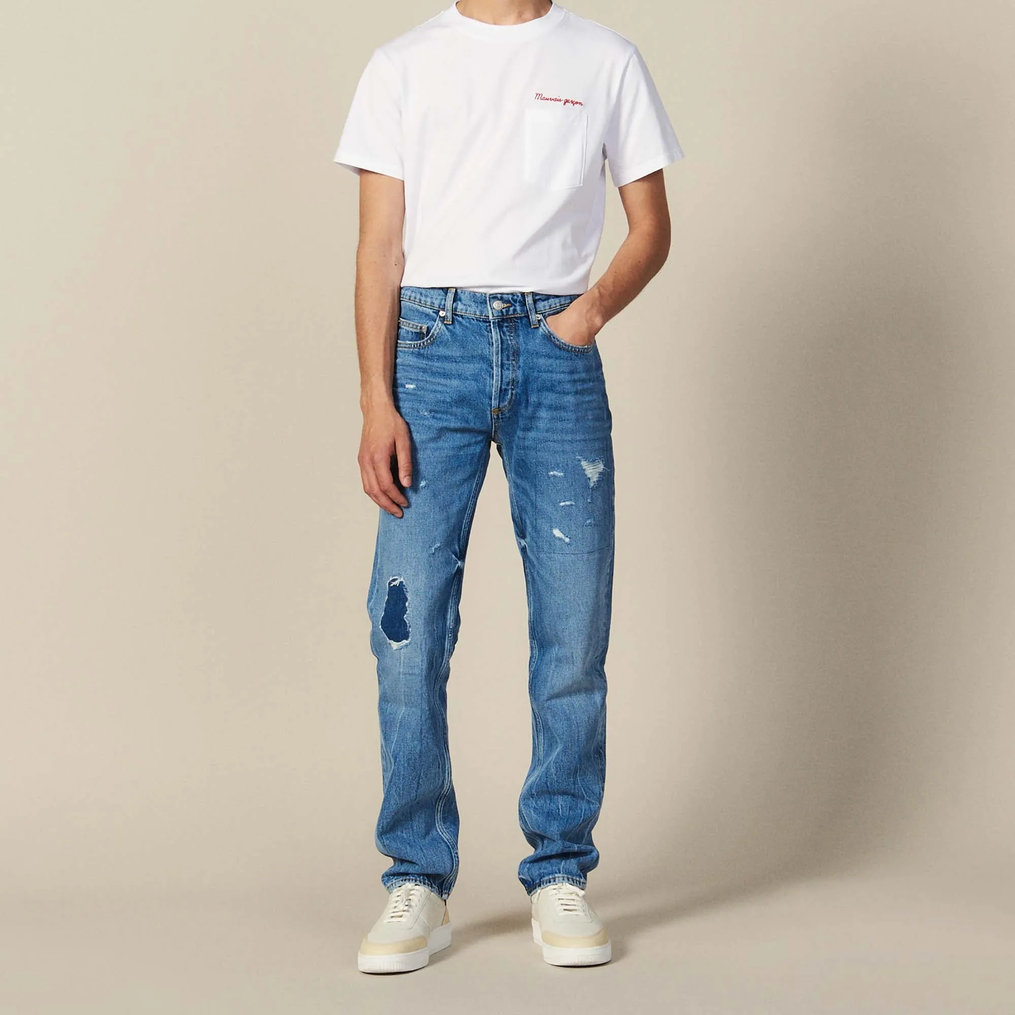 Jean slim destroy en coton