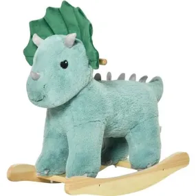 Jouet à bascule dinosaure HOMCOM effet sonore rugissement bois peuplier peluche polyester vert d'eau 64x30x54cm vert - Homco