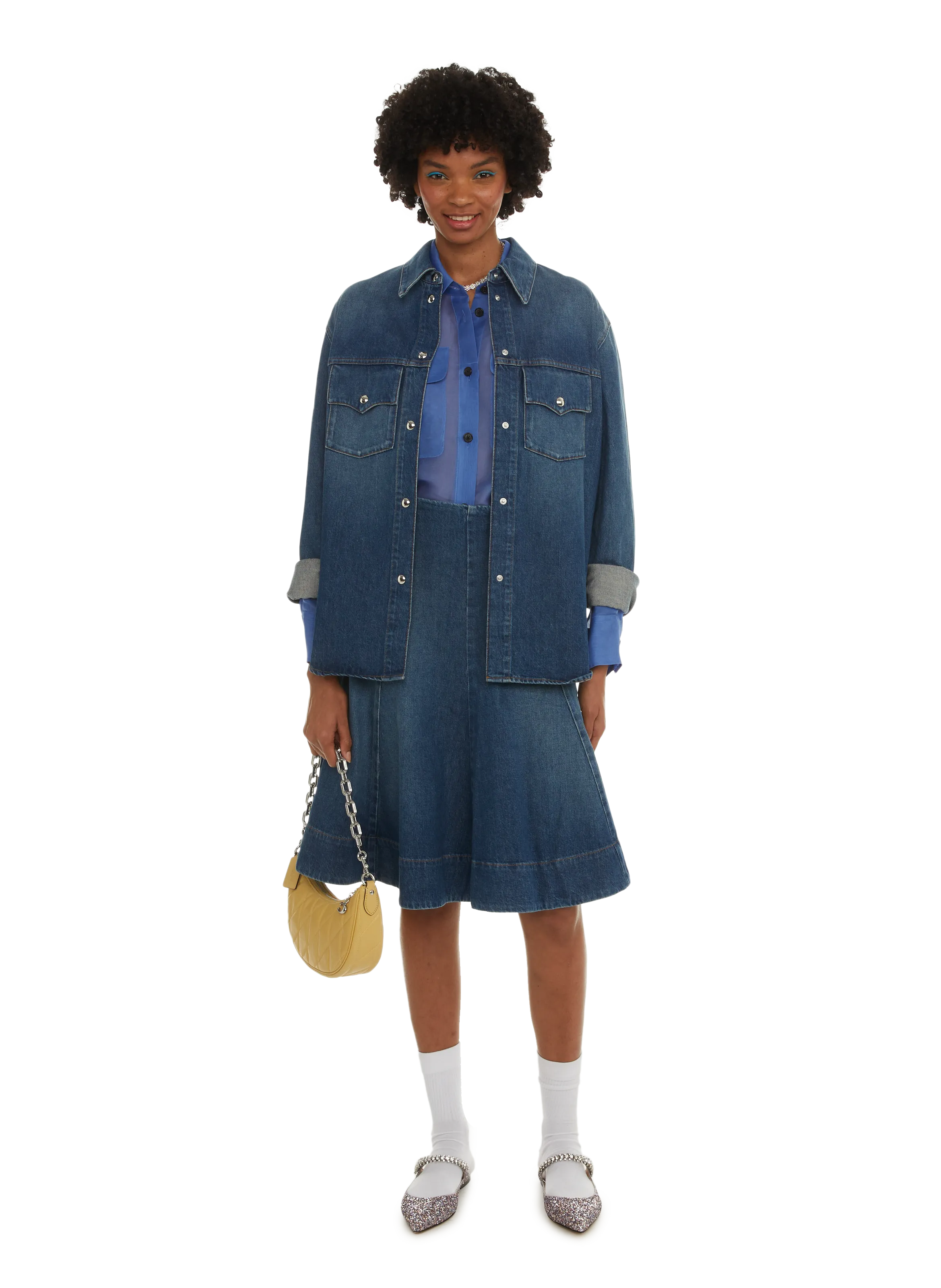 KHAITE  Jupe courte en jean - Bleu