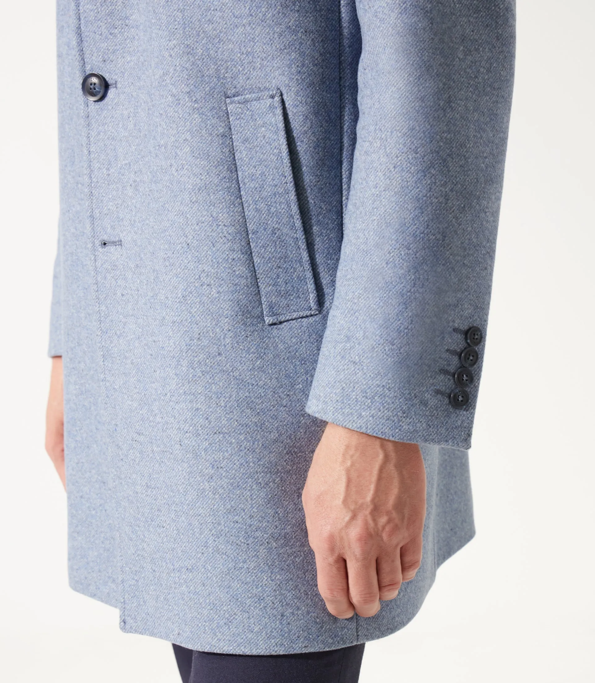 Manteau en laine et cachemire bleu ciel ISAO