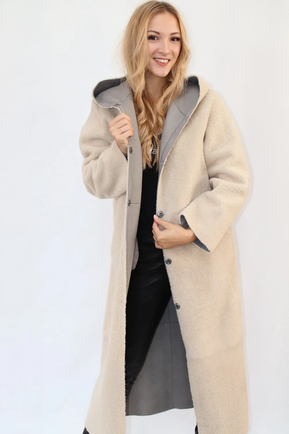 MANTEAU PEAU LAINÉE RÉVERSIBLE FEMME : 4560