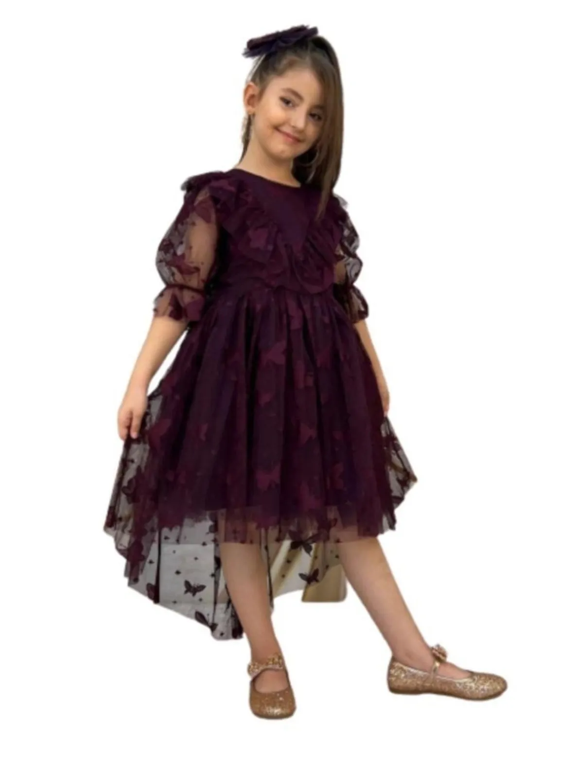 Maroon - Girls` Dress
