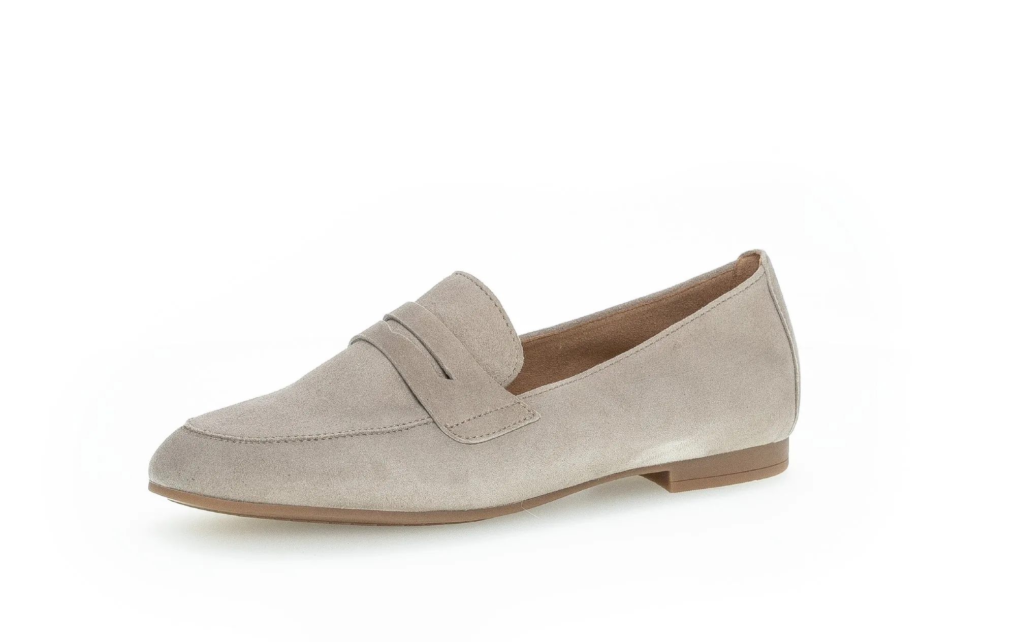 Mocassins beiges en cuir velours