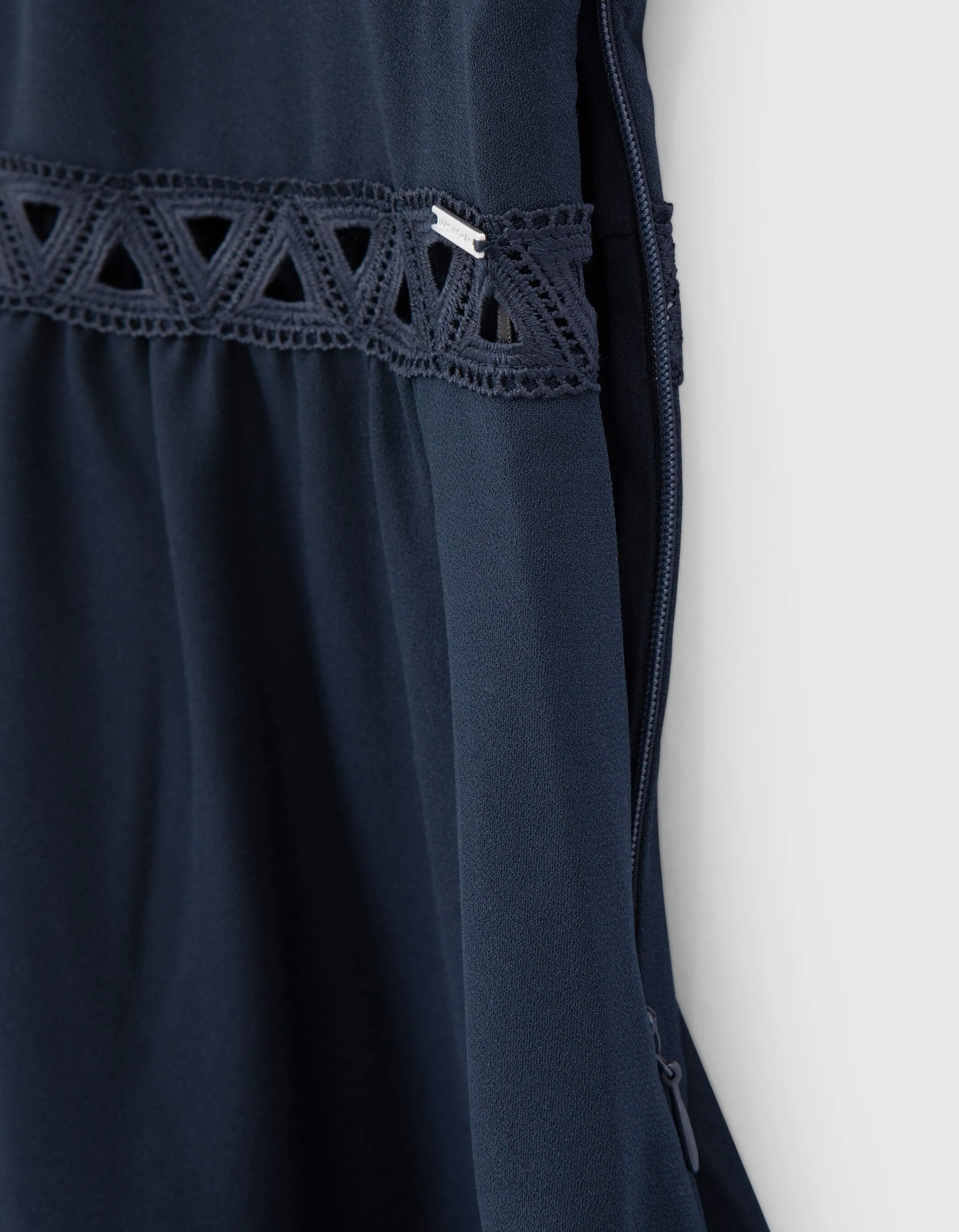 Robe marine recyclée ganses dentelle Femme