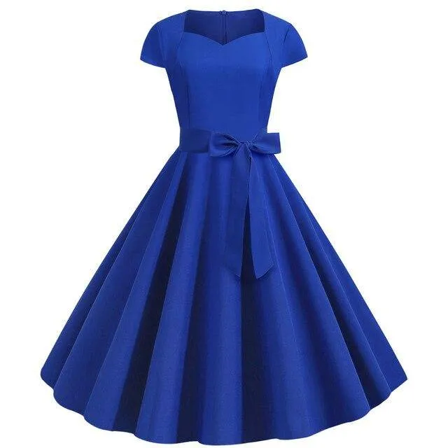Robe Pin-Up  Bleue Marine Unie