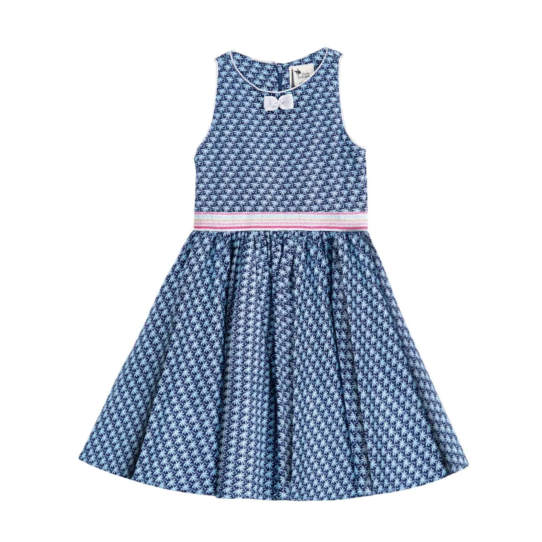 Robe Qui Tourne Fille | Palmiers Bleu Marine | HEPBURN