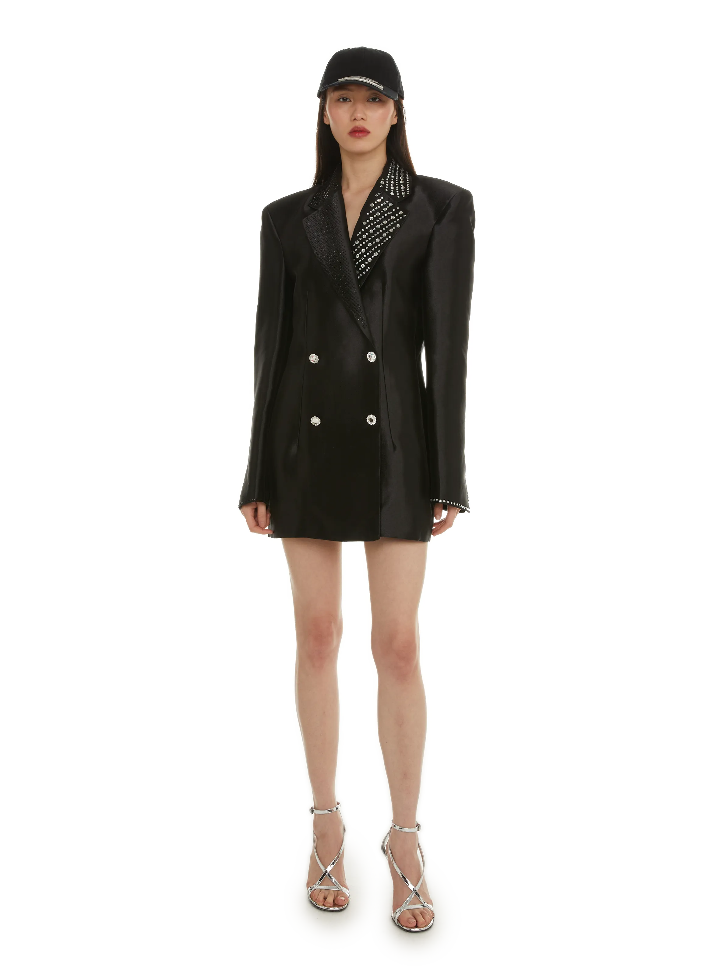 ROTATE  Blazer satiné avec détails brillants - Noir