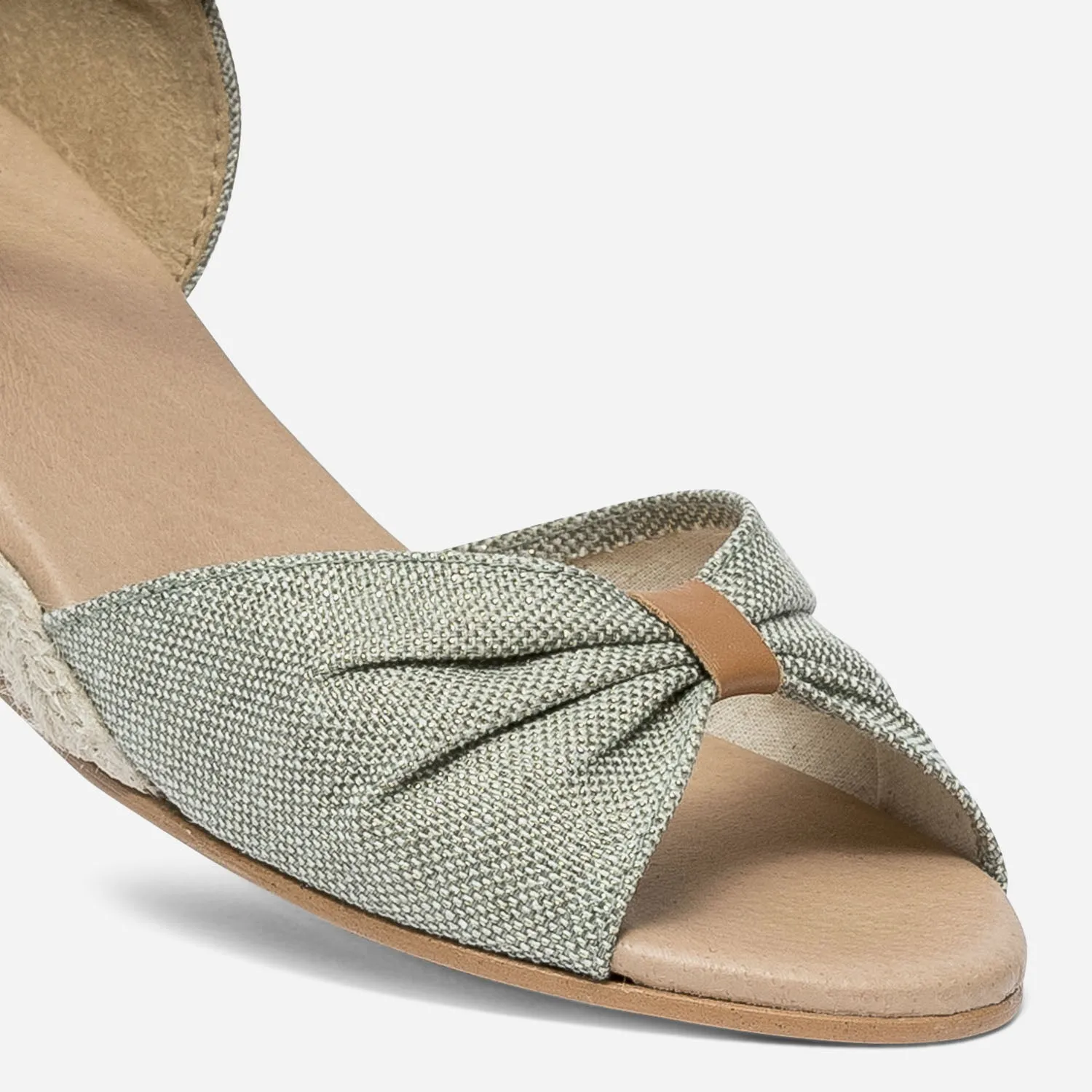 Sandale petit compensée vert et doré en toile - Eram Femme | ERAM