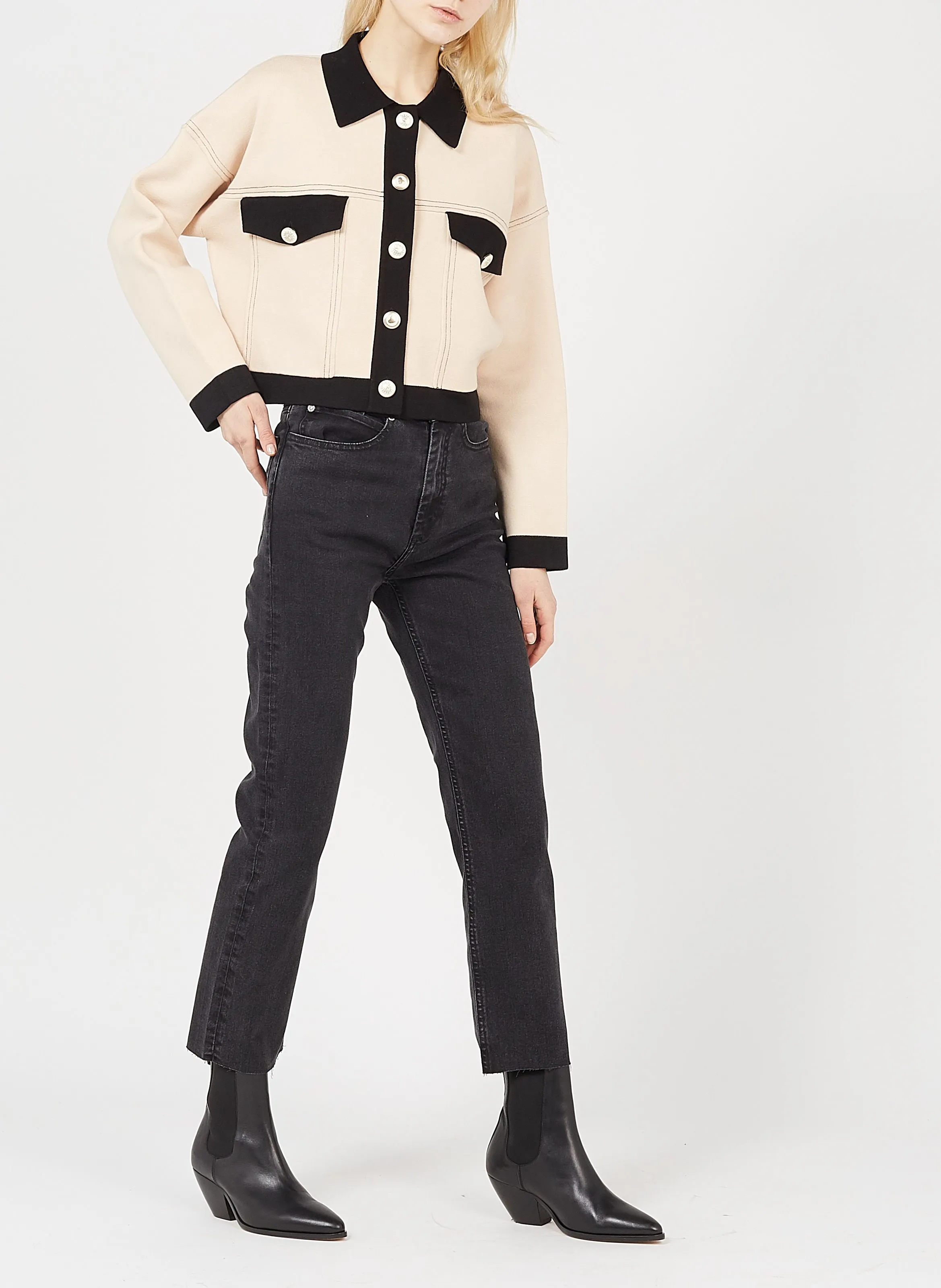 SANDRO  Jean droit taille haute - Noir