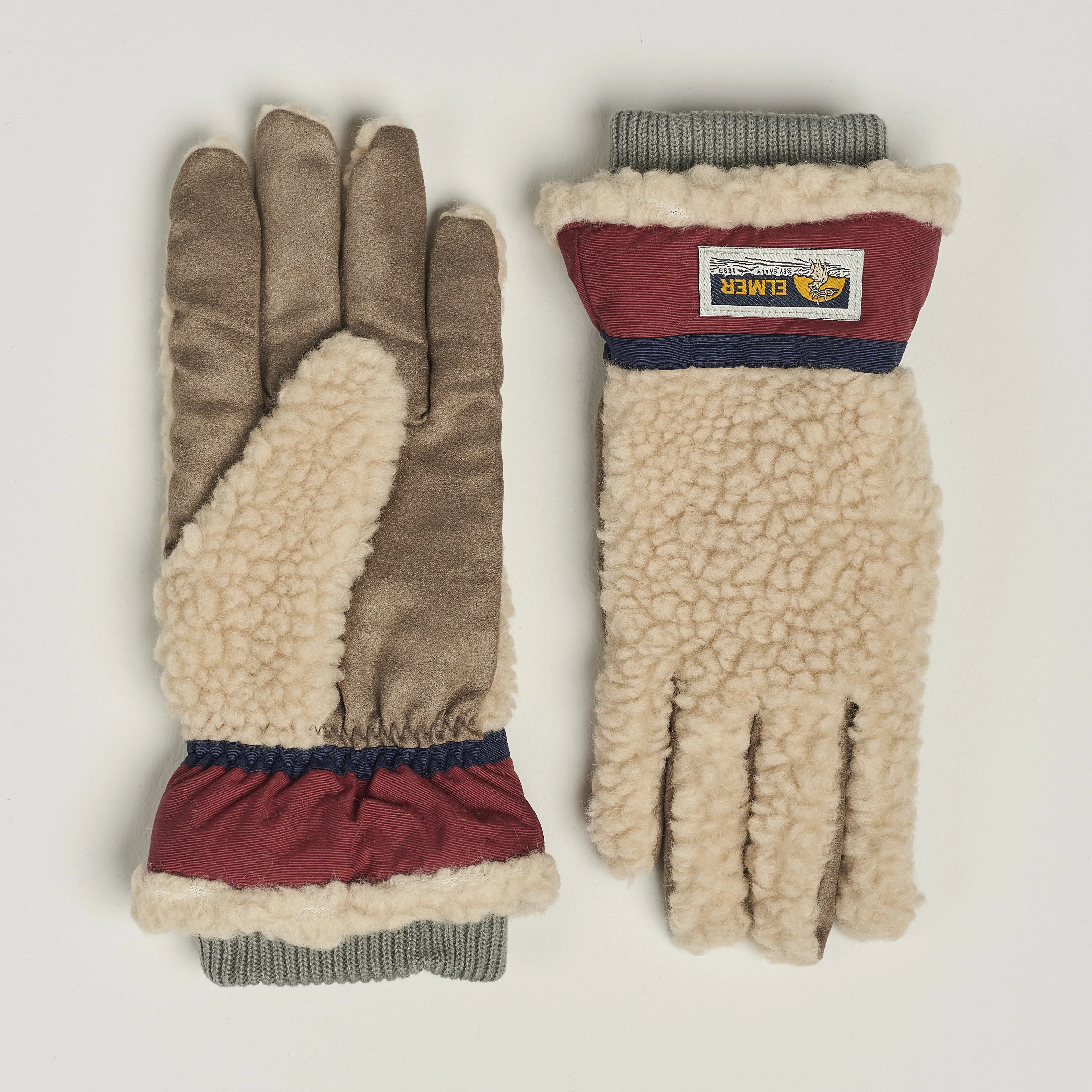Sota Wool Teddy Gloves Beige/Wine