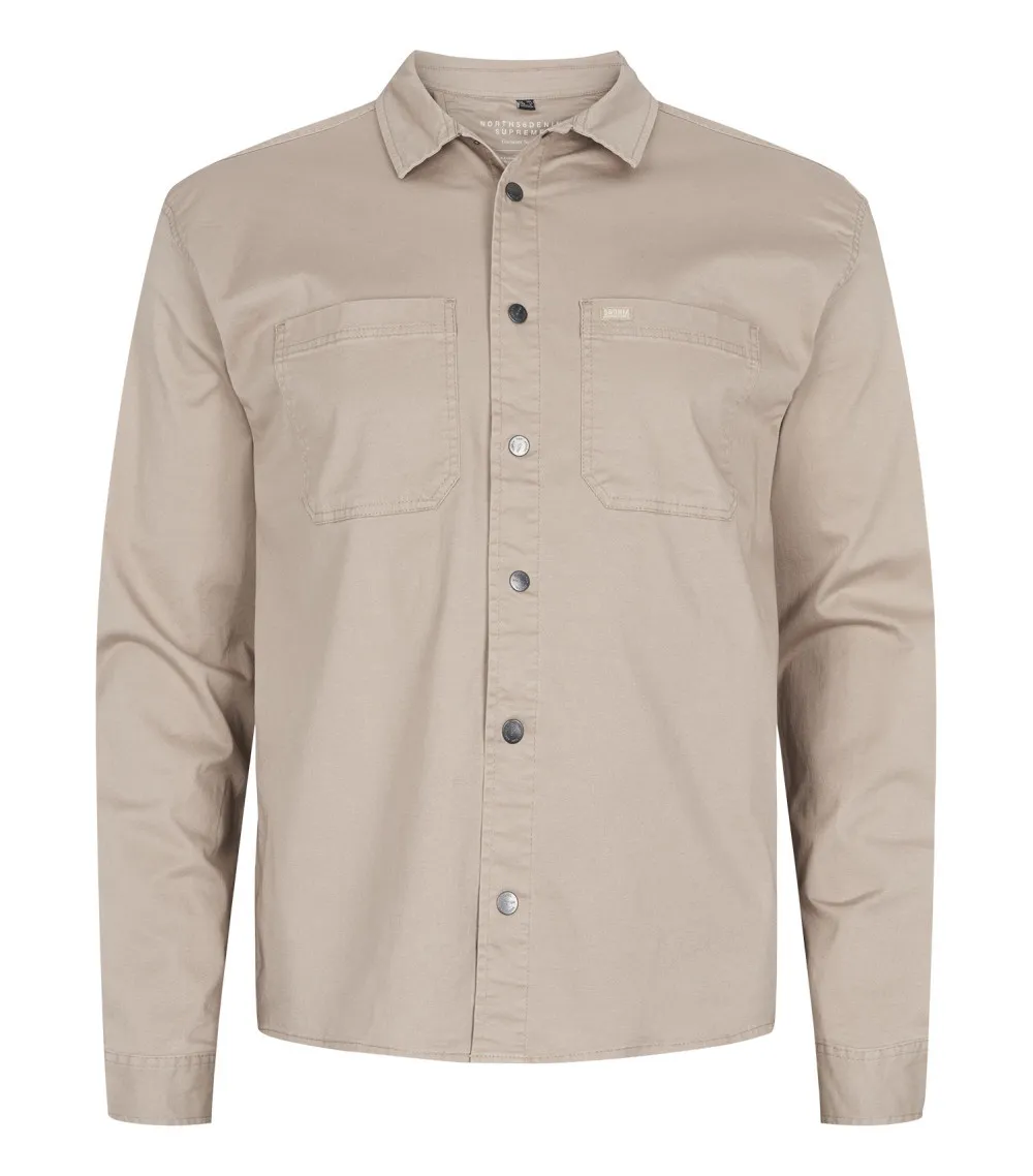 Surchemise manches longues avec un col italien North 56°4 en coton beige