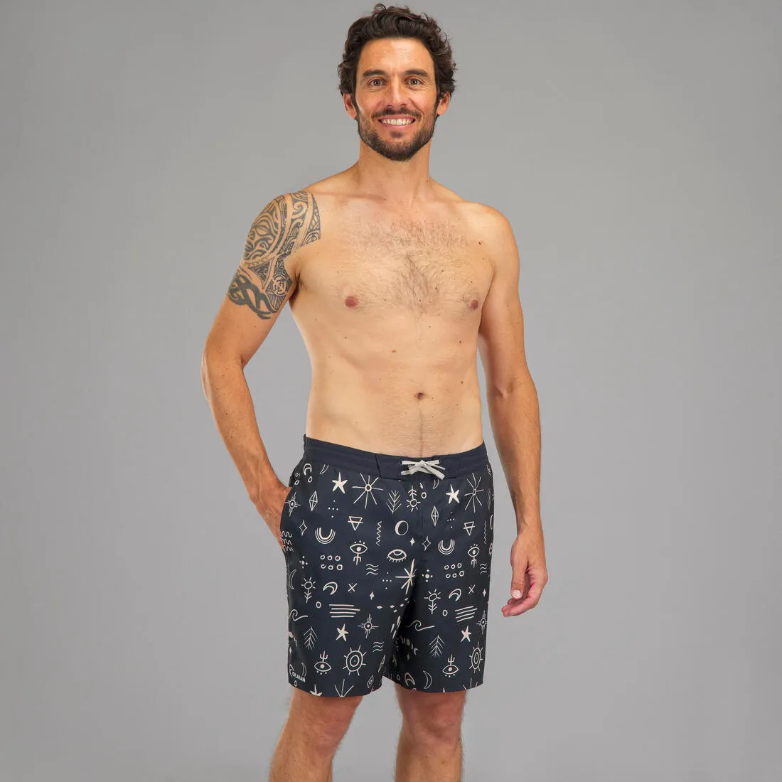 Surf boardshort long 100 SYMBOL BLACK