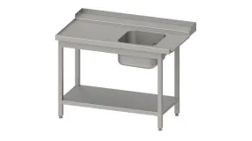 Table d&#039;alimentation inox Stalgast guide panier avec pente base avec 1 bac 1100x750x880mm côté gauche dosseret soudé VZ