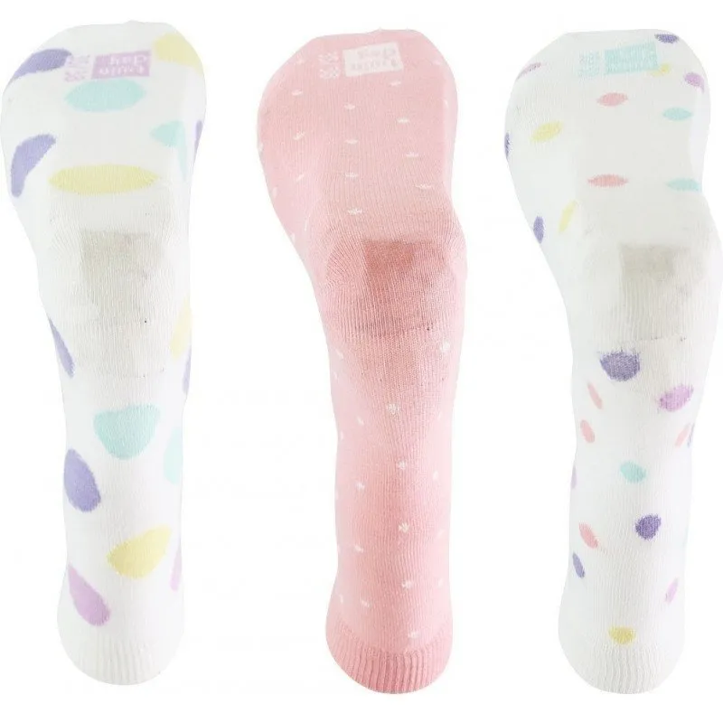 TWINDAY 3 paires Chaussettes Fille POISCONFETTIS Rose pâle Blanc