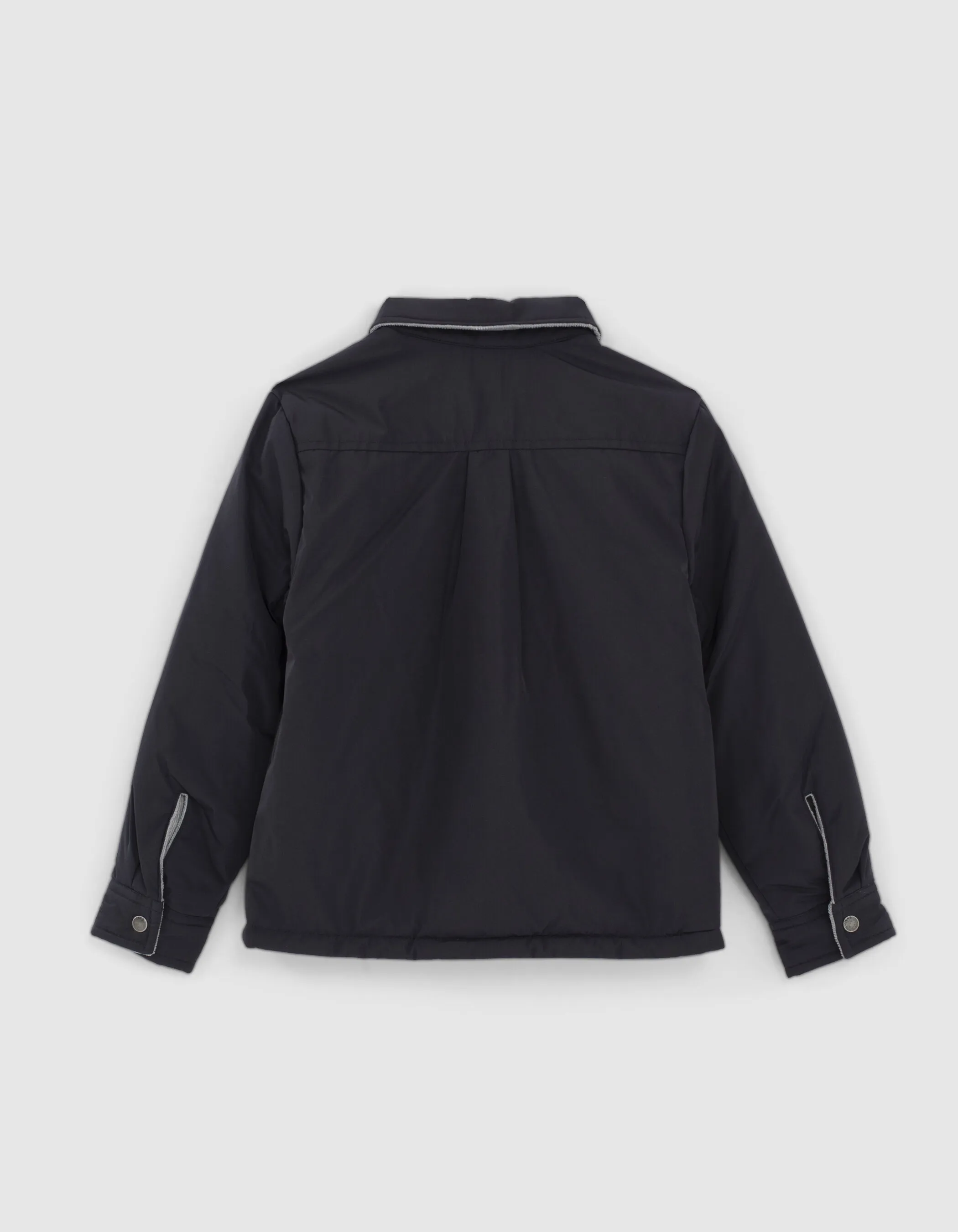 Veste réversible nylon navy et velours ice blue garçon
