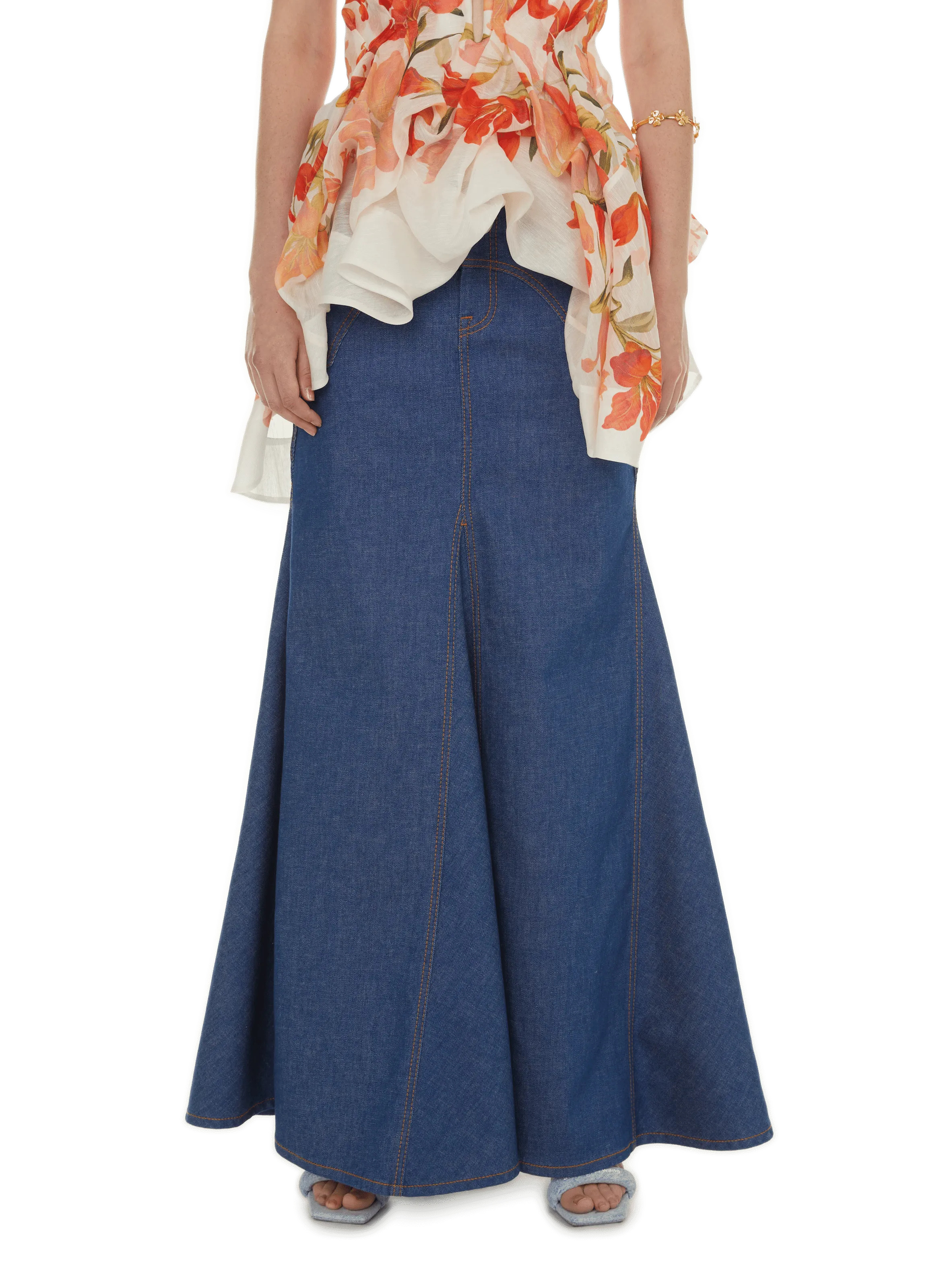 ZIMMERMANN  Jupe longue évasée en jean - Bleu